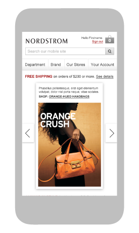 the homepage of the nordstrom mobile website