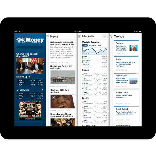 design for the cnn moeny ipad app