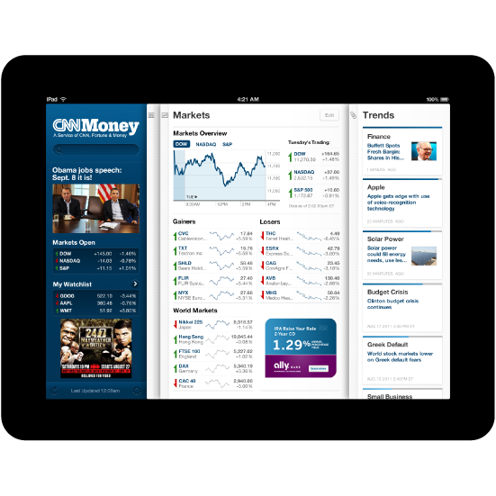 design for the cnn moeny ipad app