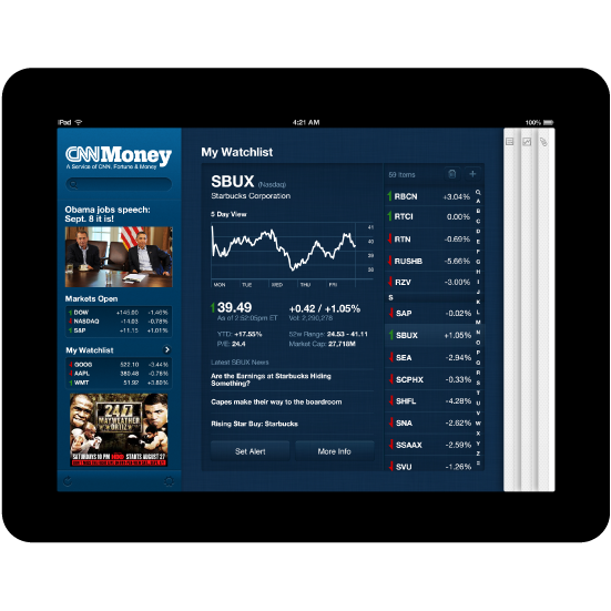 design for the cnn moeny ipad app