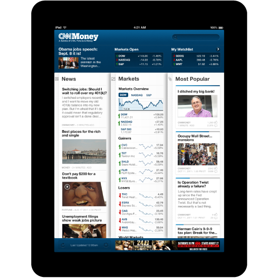 design for the cnn moeny ipad app