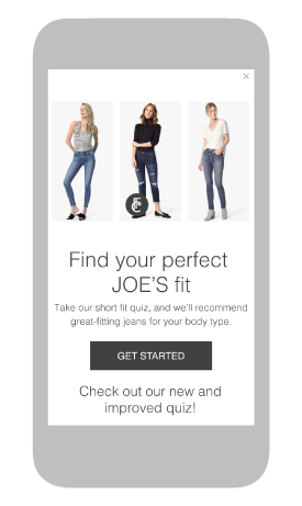 Mobile designs of Fitcode quiz intro modal