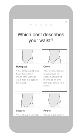 Mobile designs of Fitcode quiz question modal